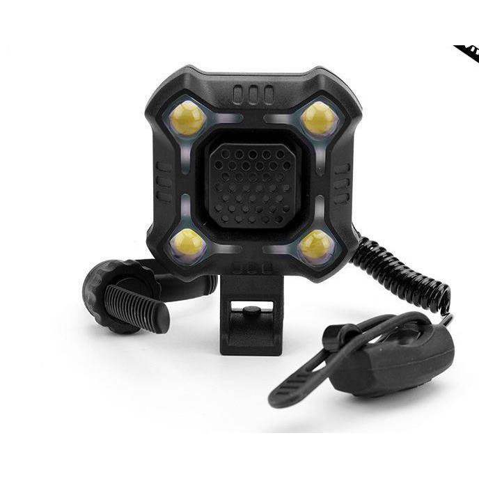 Đèn pha xe đạp siêu sáng 4 bóng kiêm còi 2in1