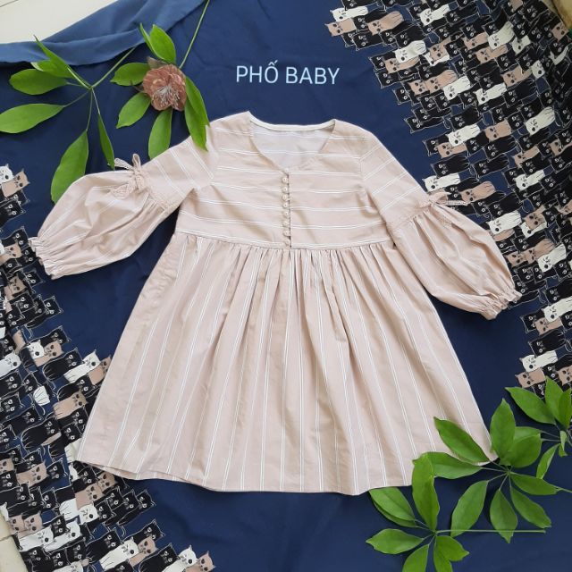 Váy bé gái kẻ hồng-hang thiết kế