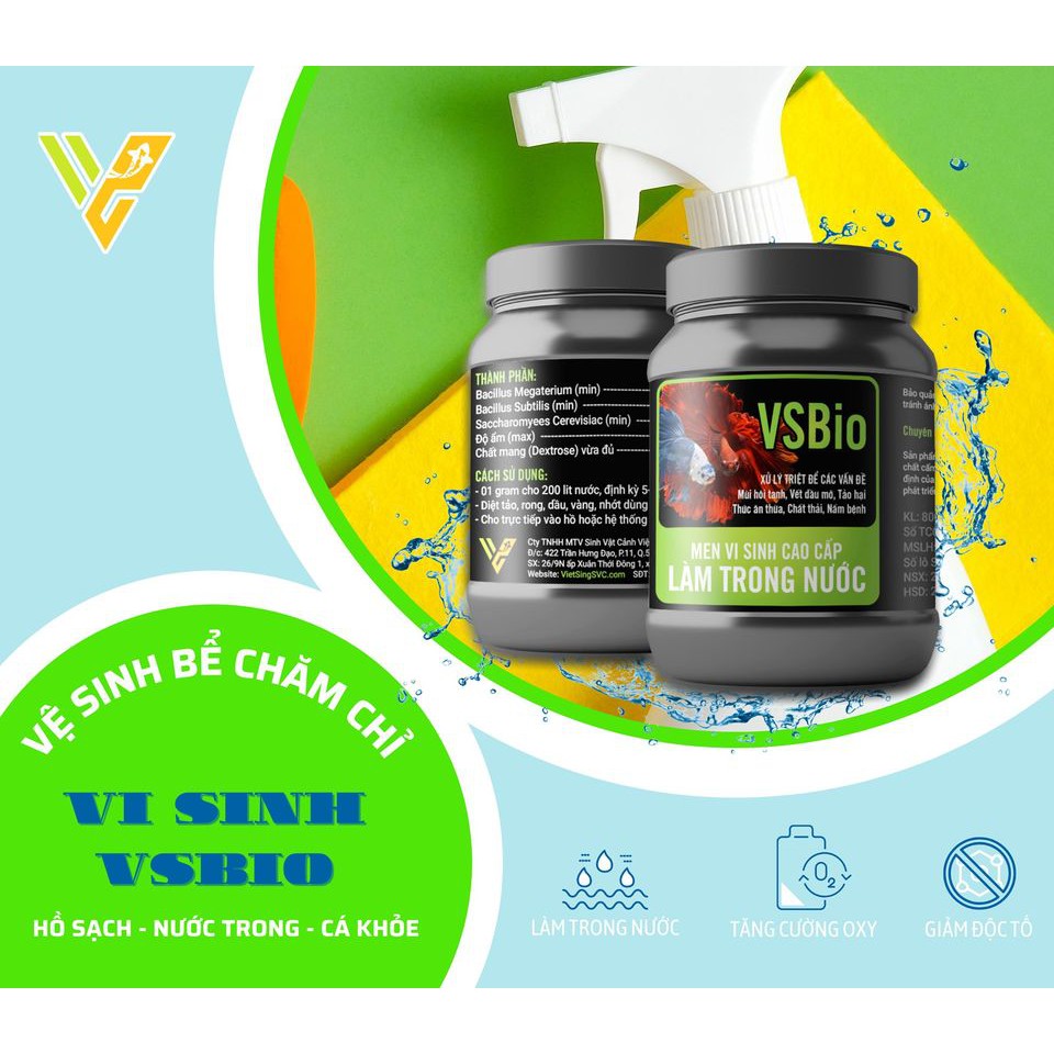 BỘT VI SINH VSBIO/VS Bio (80GR) LÀM TRONG NƯỚC NHANH, KHỬ NH3, H2S