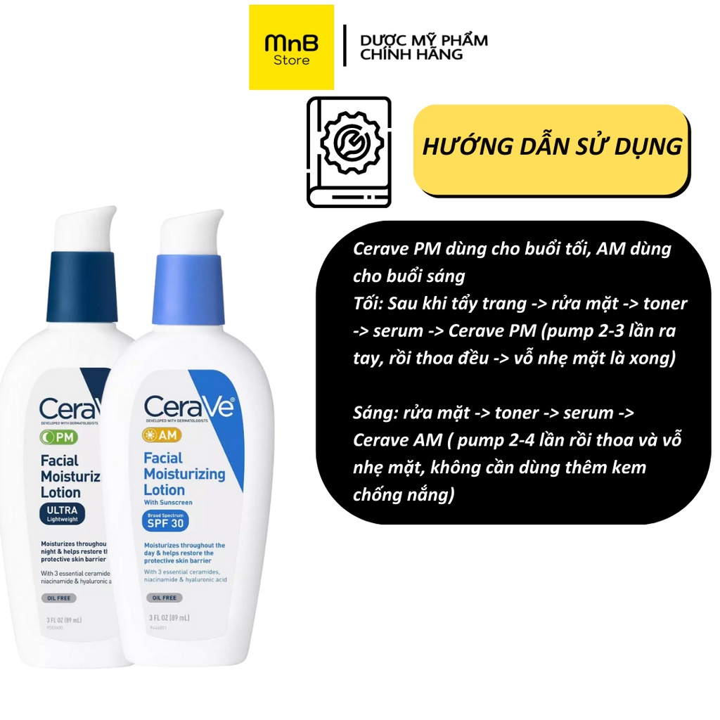 Kem dưỡng ẩm Cerave PM Facial Moisturizing Cream ban đem cho da dầu 89ml