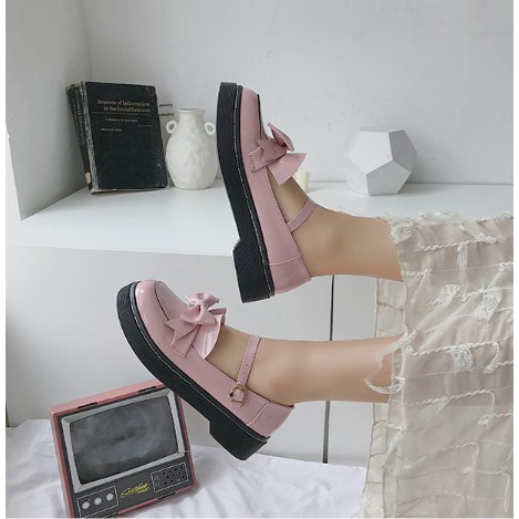 Giày Lofita mũi tròn nơ trước gót thấp | BigBuy360 - bigbuy360.vn