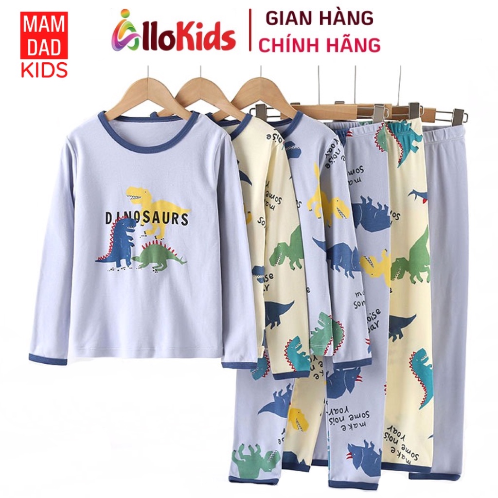 14-55kg Bộ đồ ngủ Cotton Dài tay mùa Thu Đông Hãng MamDadKids 2023 cho Bé Trai mẫu khủng long mới
