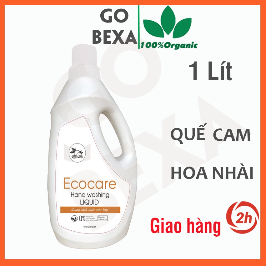 Nước rửa tay Ecocare Hữu Cơ Dạng Bọt tinh dầu cam, quế, nhài chai 1 lít