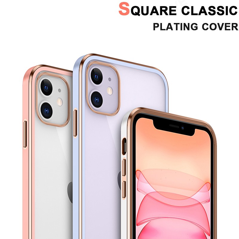 Ốp điện thoại mạ khung vuông cho iPhone 6 6s 7 8 plus X XR XS MAX 11 PRO MAX