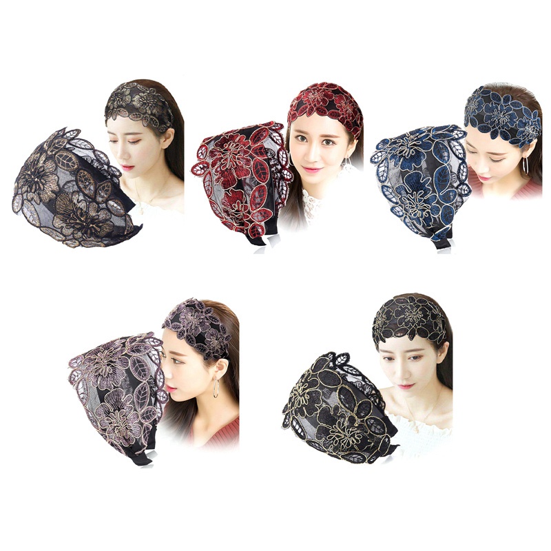 Tmdbyx Mới Băng Đô Bản Rộng Phối Ren Thêu Họa Tiết Phong Cách Hàn Quốc Thời Trang Cho Nữ