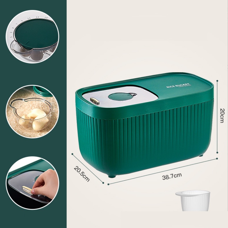 Thùng đựng gạo thông minh 10kg nắp trượt Doron sang trọng