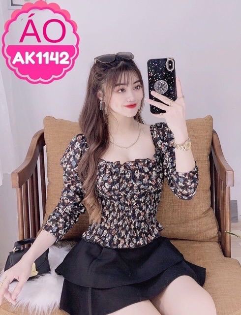 Áo kiểu nhúng tay dài siêu xinh - ẢNH THẬT 100%