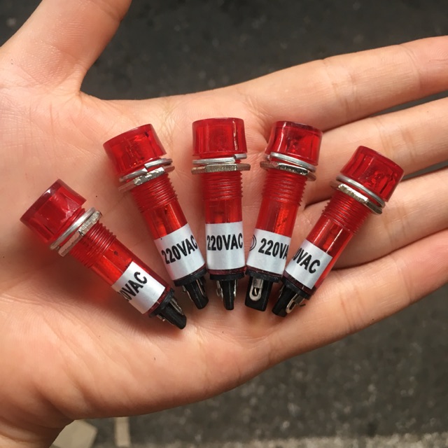 10 Bóng Đèn Báo 220V Màu Đỏ