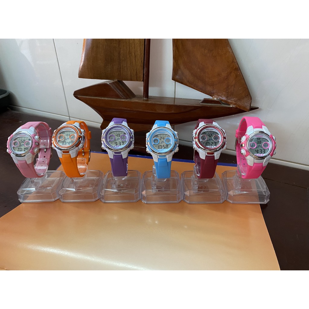 Đồng hồ điện tử cao cấp xinh xắn POPART mặt tròn, dây màu dành cho nam nữ, chống nước độ sâu đến 50m | BigBuy360 - bigbuy360.vn