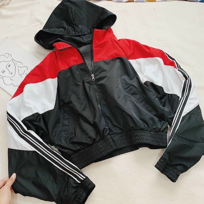 KHOÁC DÙ LỬNG TAY DƠI PHỐI SỌC TAY VÀ PHỐI MÀU CẦU VAI