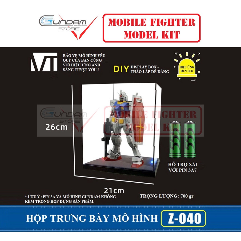 Hộp Trưng Bày Mô Hình Display Box Chất Liệu Mica Kèm Hiệu Ứng Led [ Xài Pin 3A ]
