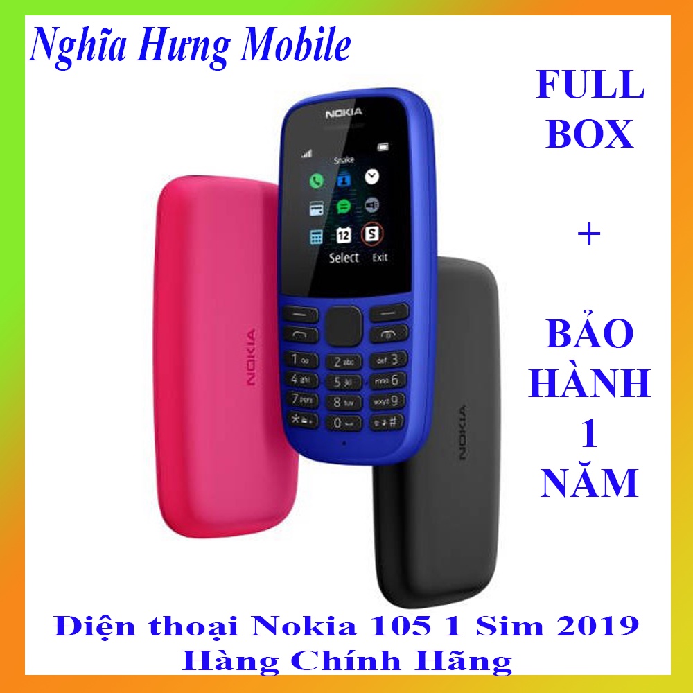 iện thoại Nokia 105 2019 1 sim 2 sim hàng chính hãng kèm pin sạc mới - Pin khỏe , sóng khỏe ( Mới 90%)