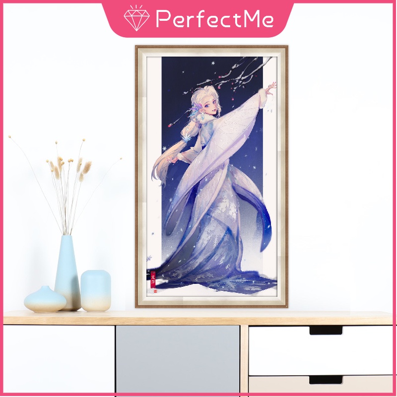 Bộ tranh đính đá 5D tự làm 30x50cm hình công chúa Disney dùng treo tường trang trí phòng khách