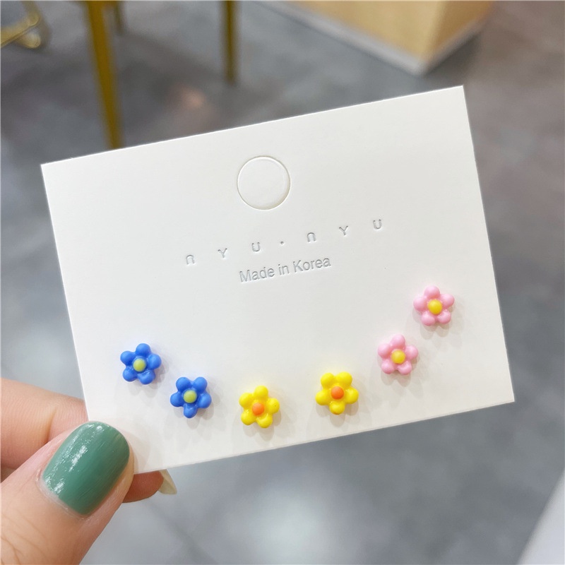 Set 6 khuyên tai hình trái tim/ hoa/ gấu đính đá dễ thương cho nữ