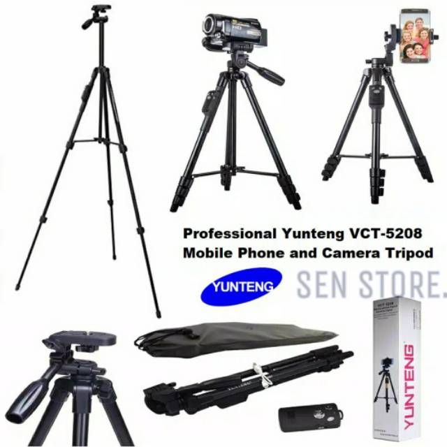 Chân Tripod Tripod Yunteng Vct-5208 Bluetooth / Tripod 2 Trong 1 Cho Máy Ảnh