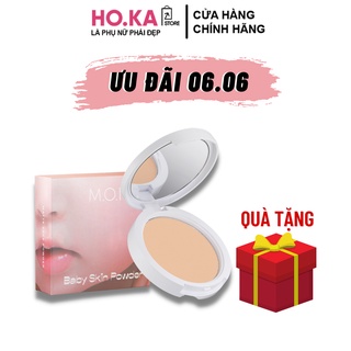 Phấn Phủ Kiềm Dầu Hồ Ngọc Hà Phấn Phủ Moi Dạng Bột Nén Không Màu Mỏng Mịn Che Phủ Tốt Baby Skin Powder M.o.i