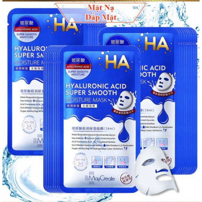 Mặt Nạ Dưỡng Ẩm Dưỡng Trắng Da HA Maycreate Mask Ha 1 miếng Hàng Nội Địa Trung