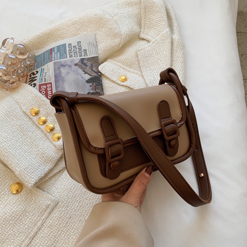 Túi Đeo Vai Hình Vuông Cỡ Nhỏ Màu Tương Phản Thời Trang Hàn Quốc 2022 Cho Nữ