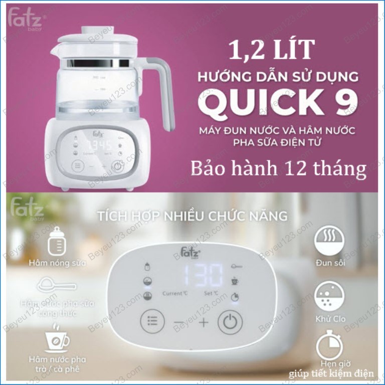 (Bảo hành 12 tháng) Máy đun nước và hâm nước pha sữa điện tử cao cấp Fatzbaby QUICK 9 - Fatz FB3526TN