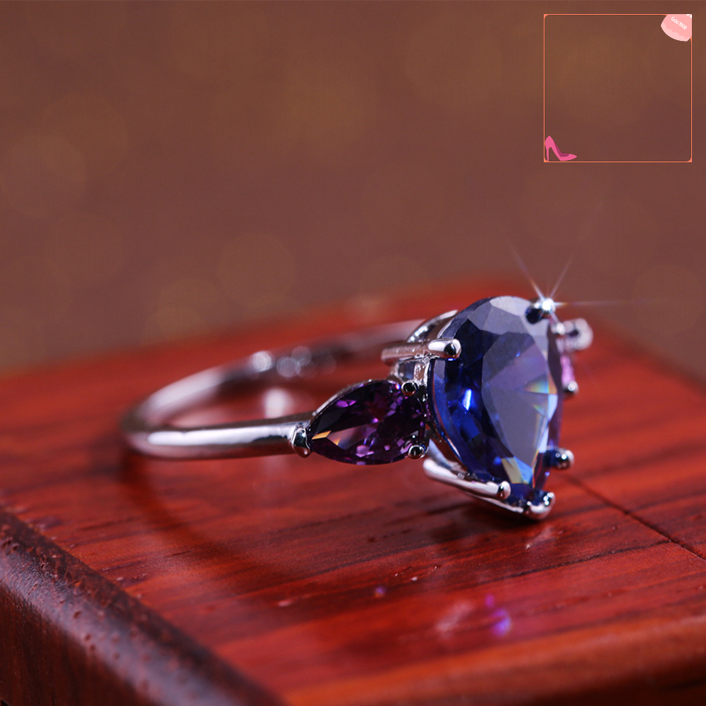 Nhẫn Đính Đá Sapphire Nhân Tạo Thời Trang Cho Nữ