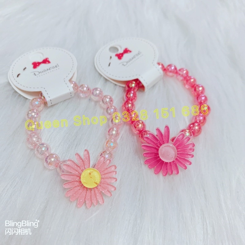 Vòng đeo tay chuỗi hạt nhiều màu sắc hình bông cúc siêu dễ thương cho bé