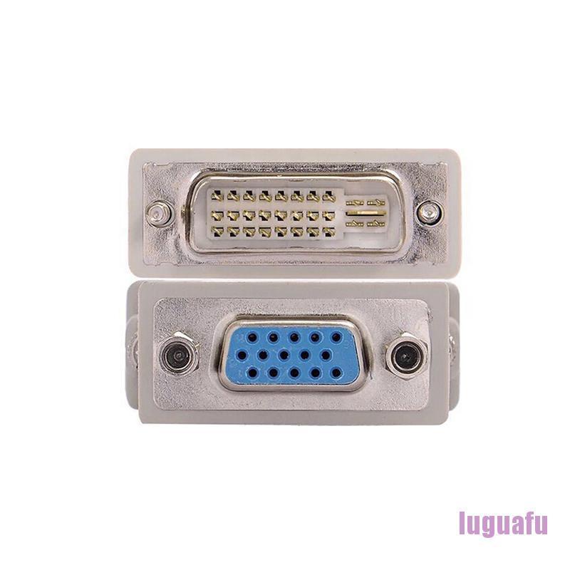 LUG 15 Pin VGA Female to 24+1 pin DVI-D Male Adapter Video Converter for PC Laptop