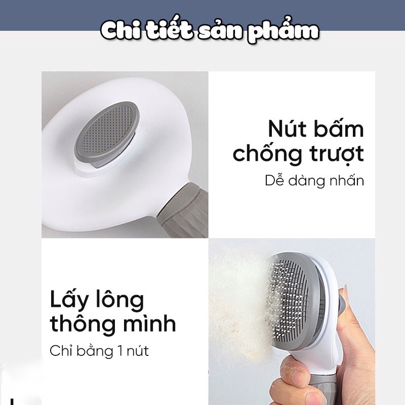 Lược chải lông chó mèo có nút bấm CHÍNH HÃNG CLEAN chải lông chó mèo