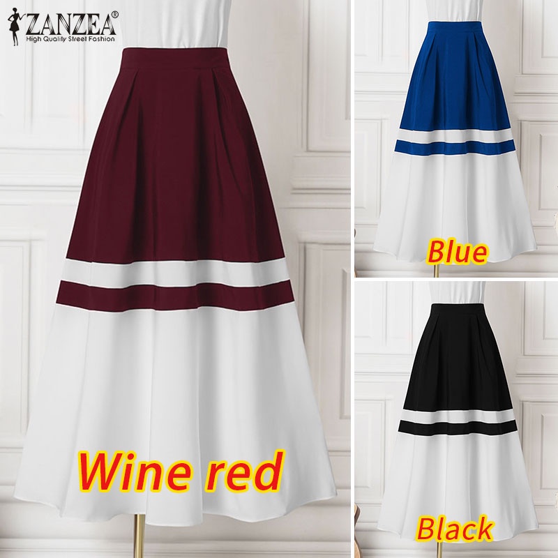 Chân váy ZANZEA chữ a lưng cao có túi thời trang retro cho nữ