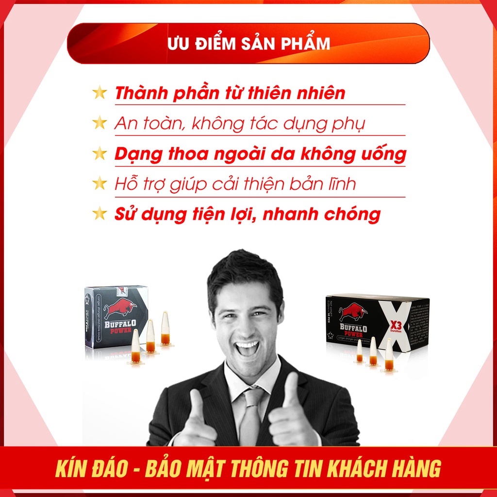 Tăng Cường Sinh Lý Nam Buffalo Power Kéo Dài Thời Gian Quan Hệ, Dạng Thoa, Nhỏ Gọn Tiện Lợi TikCosmetic