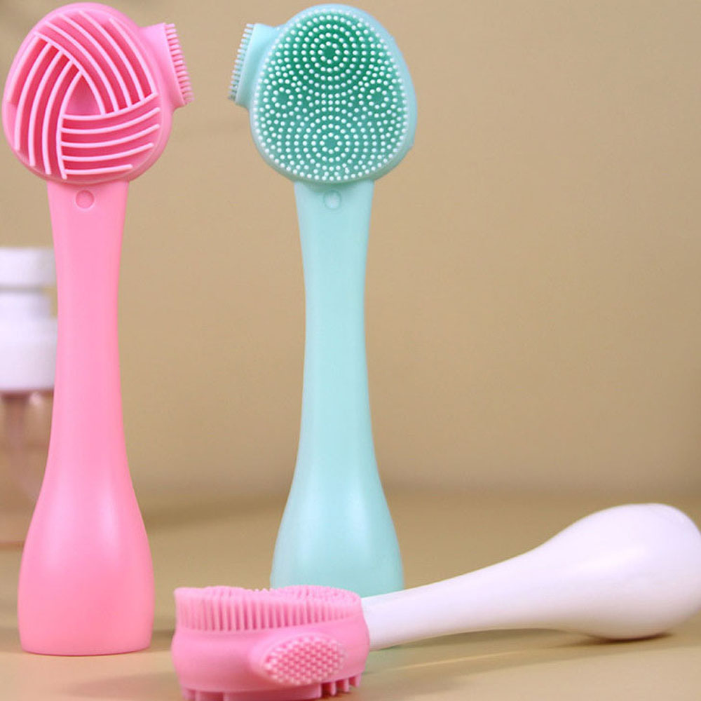 [Hàng mới về] Bàn chải rửa mặt bằng silicon hai mặt hỗ trợ loại bỏ mụn đầu đen