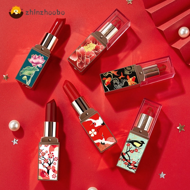 1PCS Chinese Ancient Style Makeup, Peach Blossom, Velvet, Lipstick, Silky Moisturizing Lip Balm