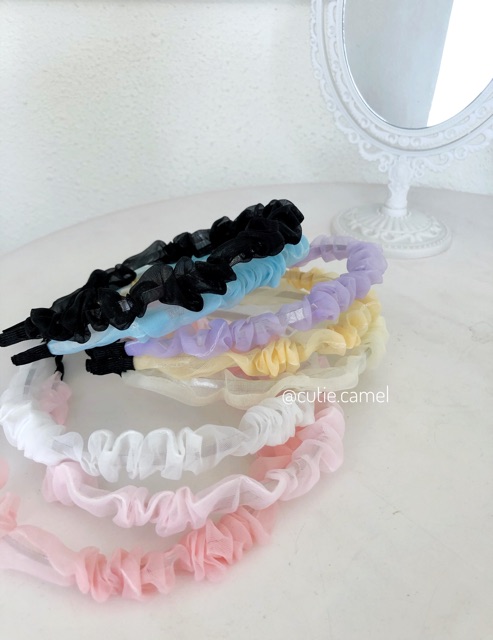 Headband Bờm Cài Tóc Voan Trơn Màu Sắc Đáng Yêu