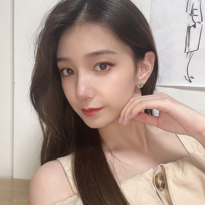 Khuyên tai kẹp không bấm lỗ chốt cố định K122 bằng hợp kim mạ vàng hình vuông dáng ngắn Leous Accessories