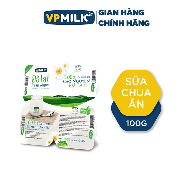 [INBOX TRƯỚC KHI MUA HÀNG] Sữa Chua Ăn VPMilk Đà Lạt Fresh Yogurt Thùng 48 Hộp, Lên Men Tự Nhiên