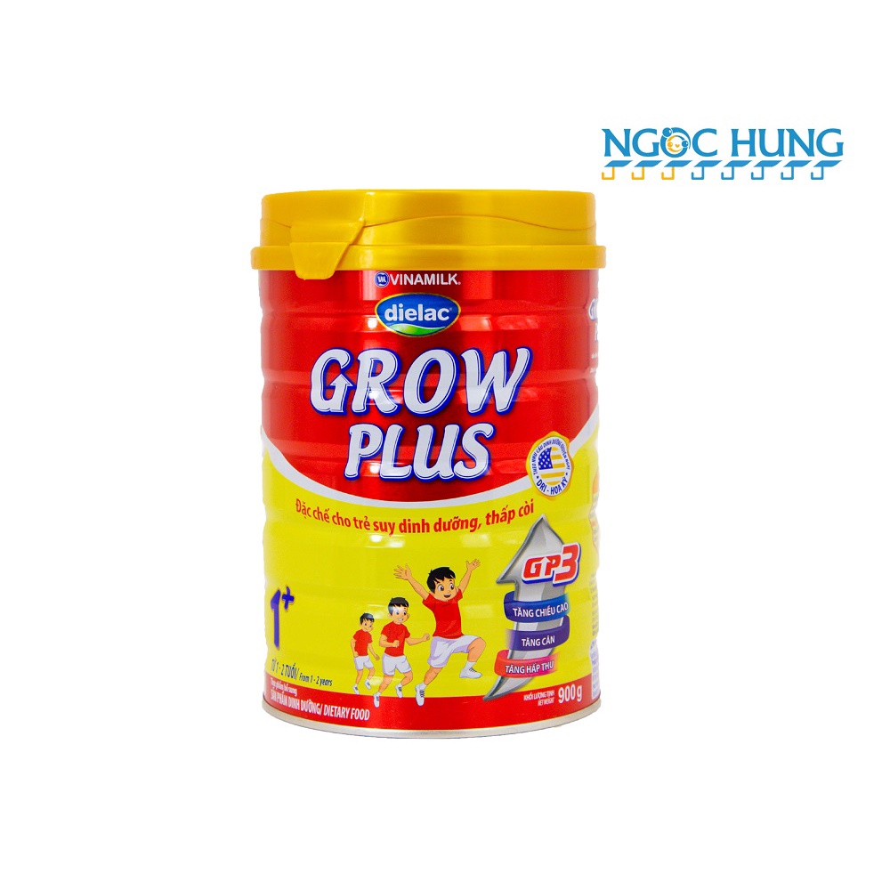 Sữa bột Vinamilk Dielac Grow Plus 1+ cho bé suy dinh dưỡng thấp còi (1-2 tuổi) - lon 900g