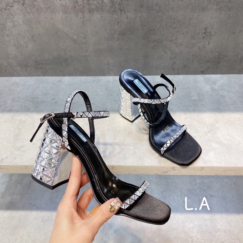 Sandal cao gót pra da đá qccc fullbox