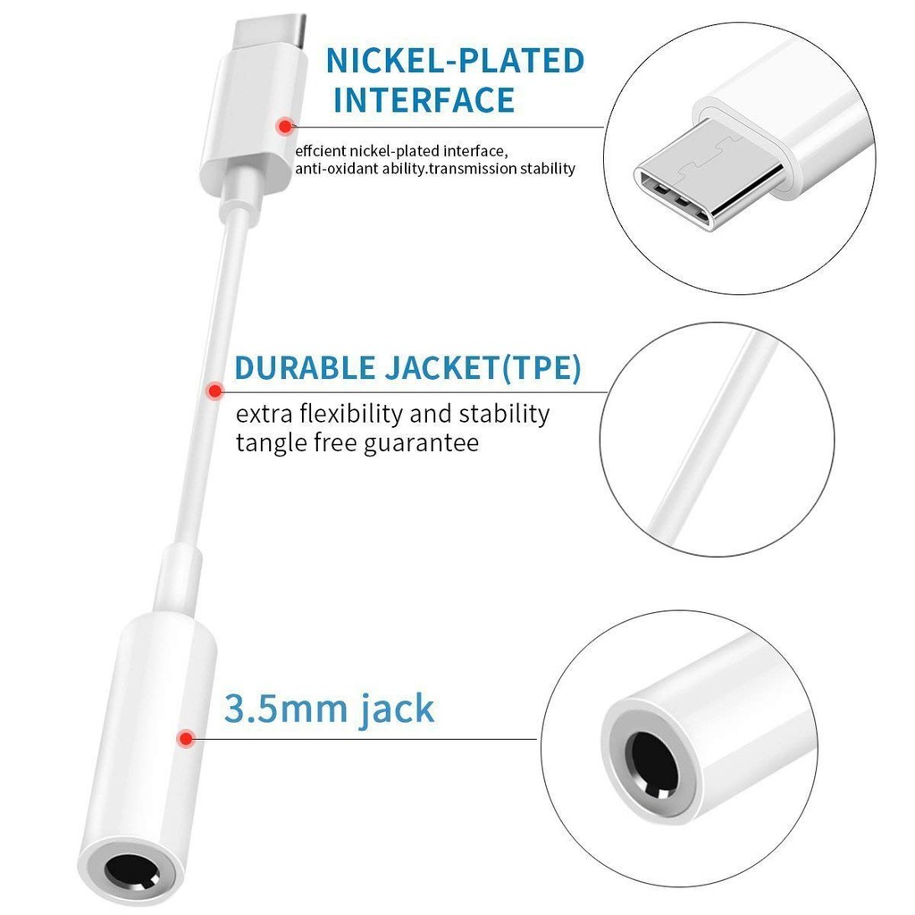 Cáp chuyển đổi USB C sang Jack cắm âm thanh AUX 3,5mm
