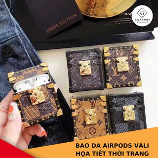 [GIÁ TỐT NHẤT] Bao Airpods giả da da họa tiết LV kiểu dáng sang trọng hình Vali