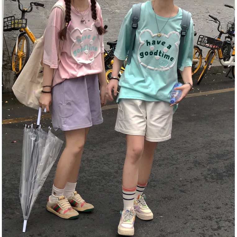 [C300] Quần sooc GẤU xinh - Quần sooc unisex cạp chun ống suông freesize nhiều màu chất thun giá siêu rẻ | BigBuy360 - bigbuy360.vn