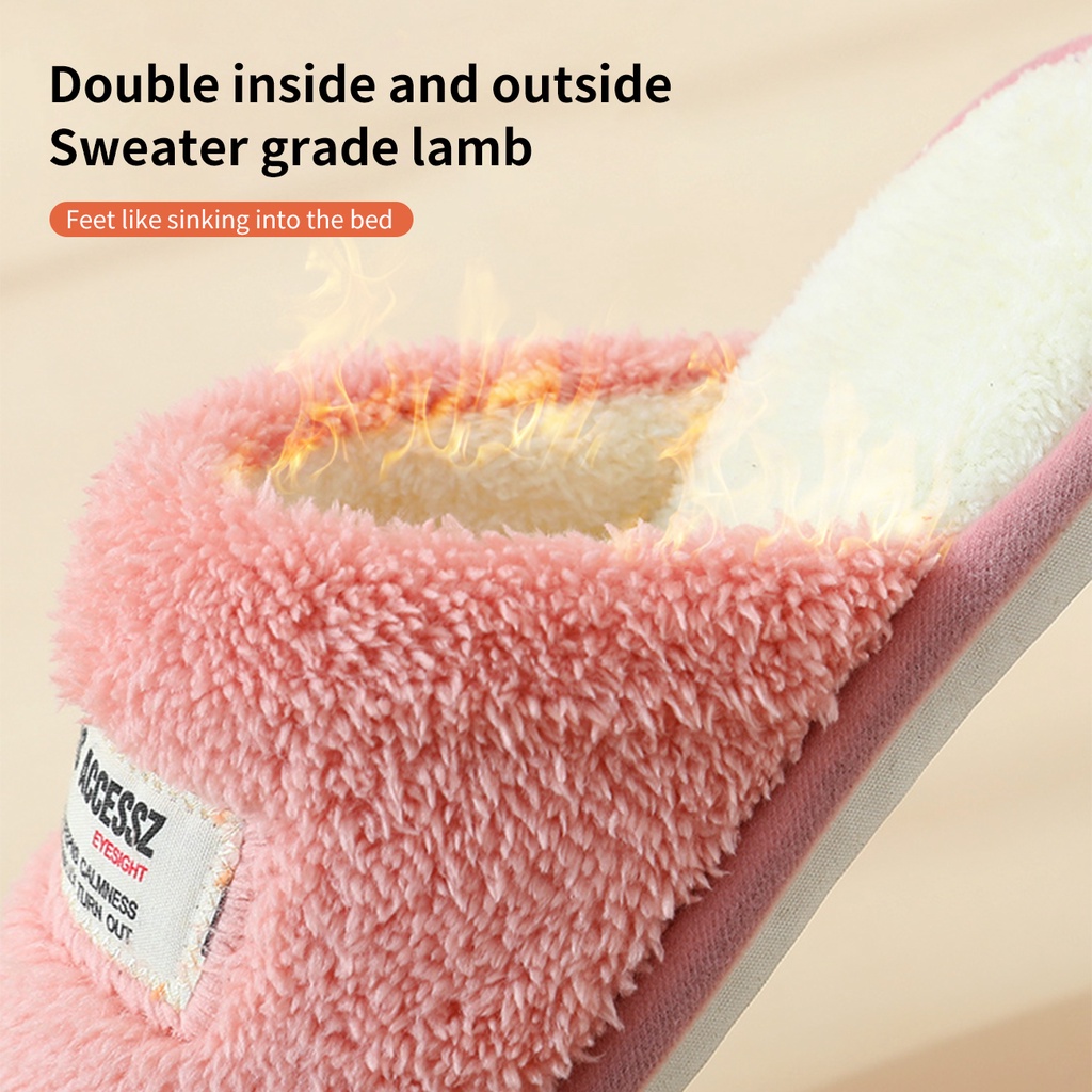 Dép JUJIAJIA bằng nhung ấm áp thoáng khí chống trượt thiết kế đàn hồi