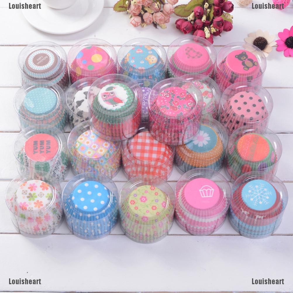 100 cốc giấy làm bánh cupcake họa tiết dễ thương