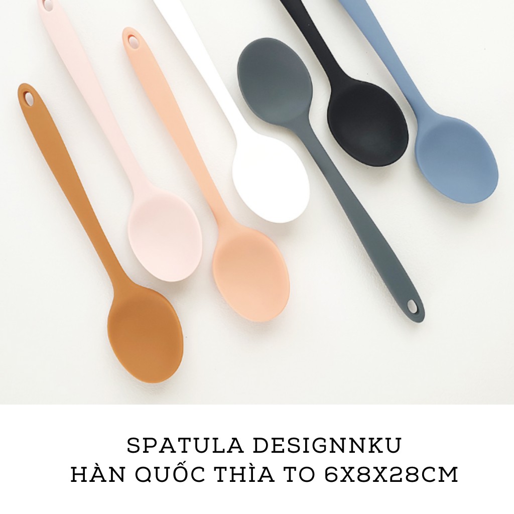 SPATULA PHỚI THÌA MUÔI KHUẤY BỘT ĐẦU CHÉO 100% SILICON DESIGNNKU HÀN QUỐC