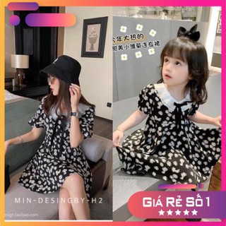 Váy đôi mẹ bé hoa cúc cổ xếp