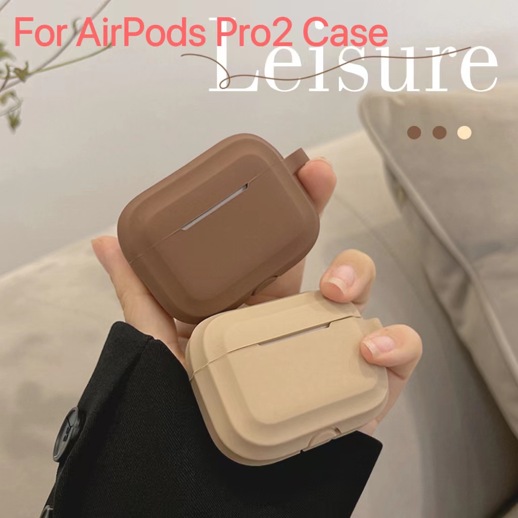 Ốp lưng Apple AirPods Pro2 màu nâu đơn giản Vỏ silicon inPods 12 Vỏ AirPods Pro 1 / 2 / 3 Vỏ Airpod 