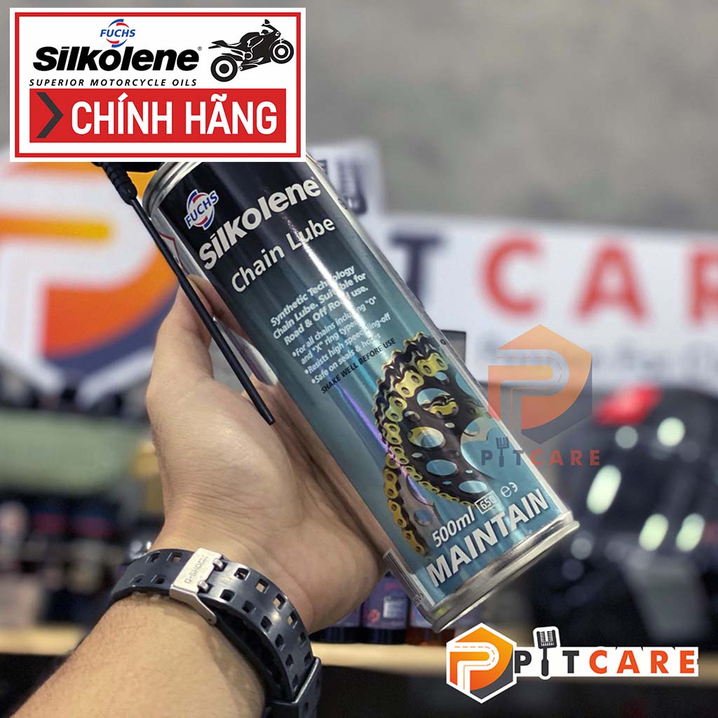 Xịt Dưỡng Sên Fuchs Silkolene Chain Lube 500ml Không Màu Không Văng Hoạt Động Trong Cường Độ Cao