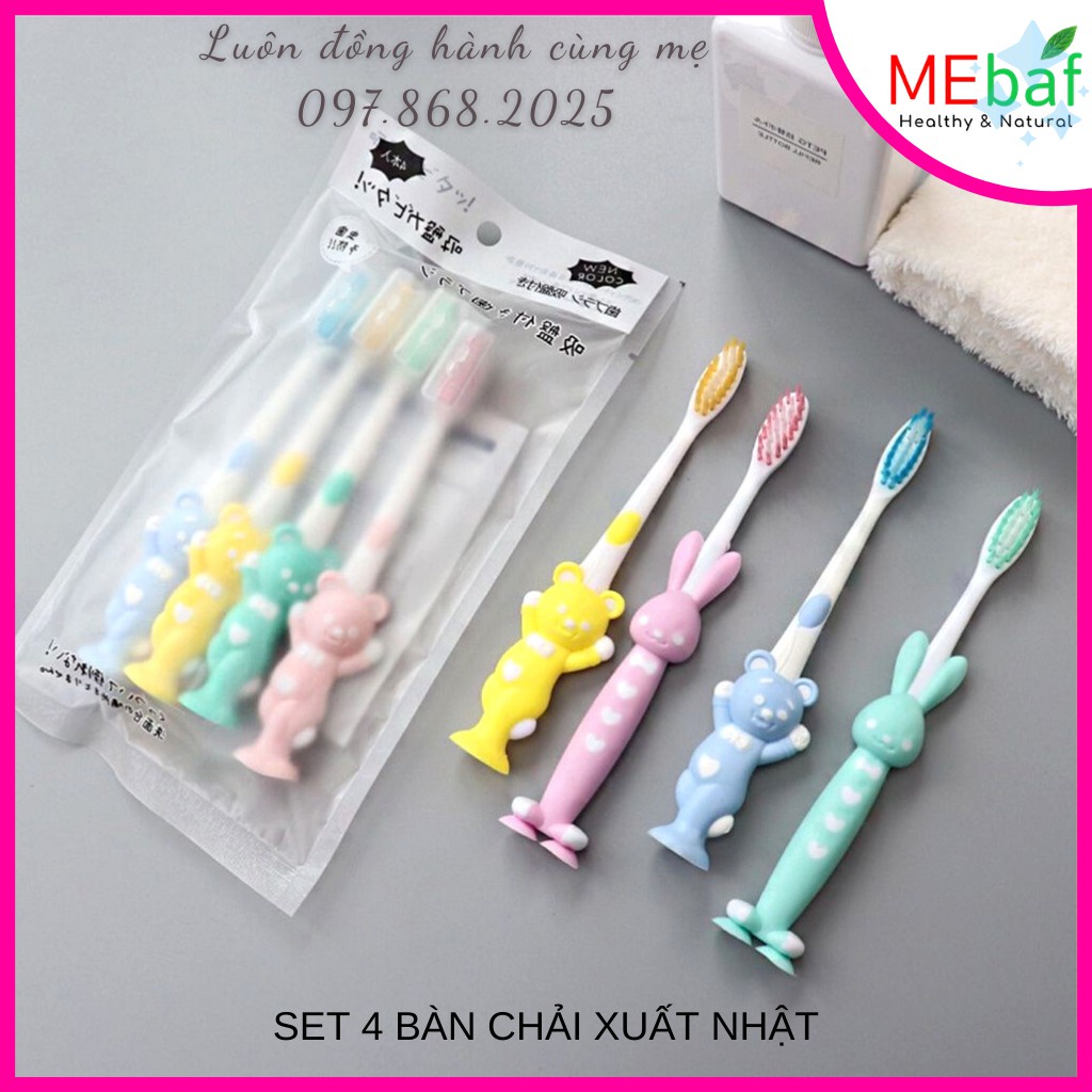 Set 4 Bàn Chải Đánh Răng Trẻ Em Nhật Bản- Hàng Mới Về