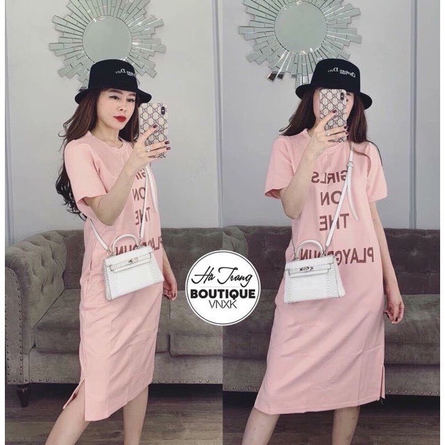 VÁY SUÔNG NỮ IN CHỮ ĐƠN GIẢN TRẺ TRUNG CHẤT ĐẸP | BigBuy360 - bigbuy360.vn