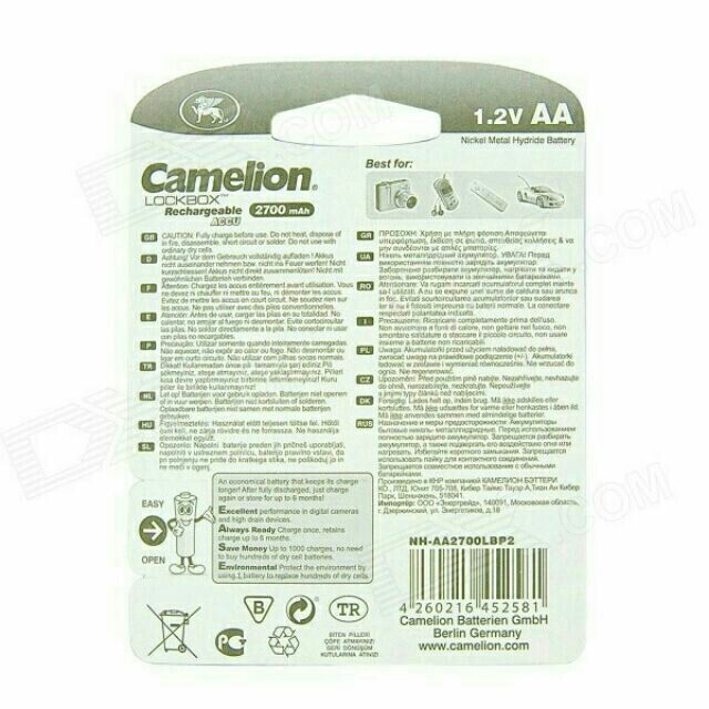 Pin Sạc AA Camelion 2700mAh LockBox