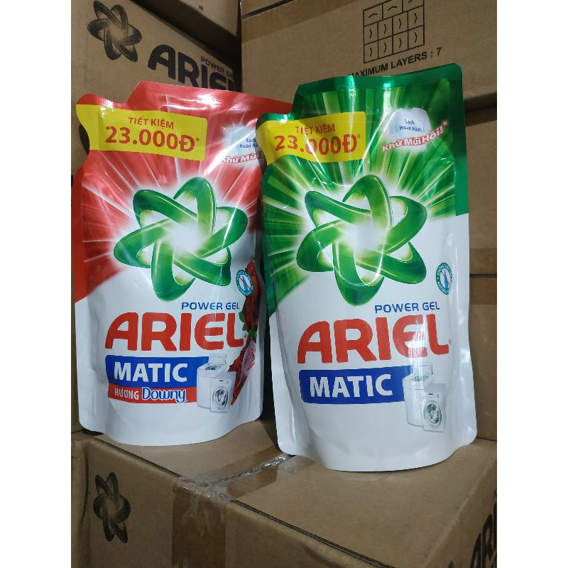 Nước giặt Ariel đậm đặc và nước giặt Ariel downy 1,25 - 1,4kg