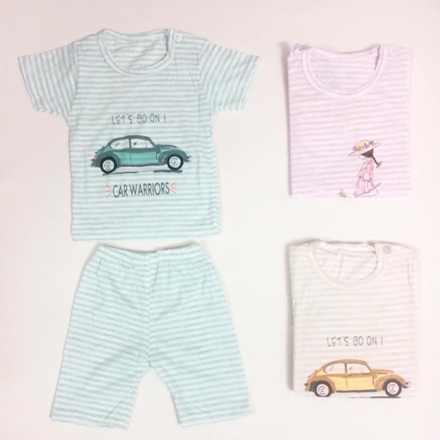 Bộ cotton kẻ ngang